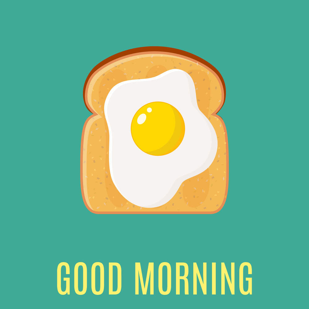 breakfast concept with egg and toast. Good morning . Light breakfast toast and fried egg. Vector illustration in flat style. breakfast concept with egg and toast.