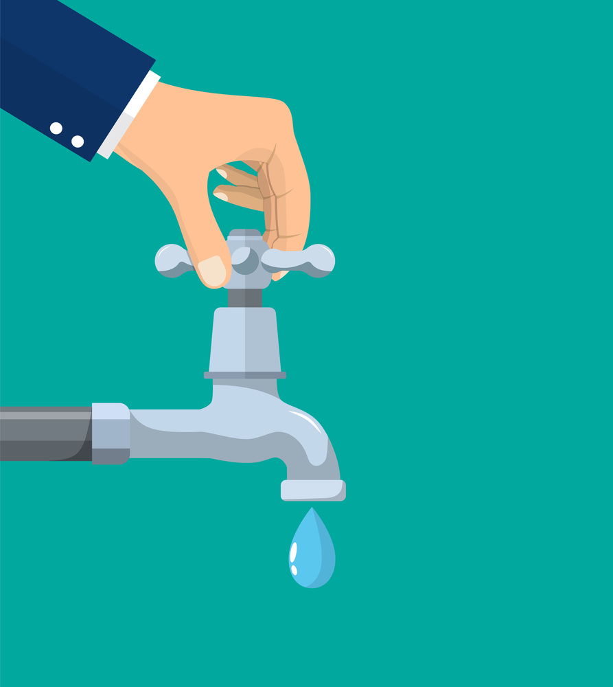 Water conservation concept. Turn off the tap to save water. vector illustration in flat style. Water conservation concept.