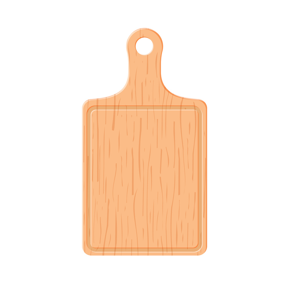 wooden cutting board on white background vector illustration. wooden cutting board
