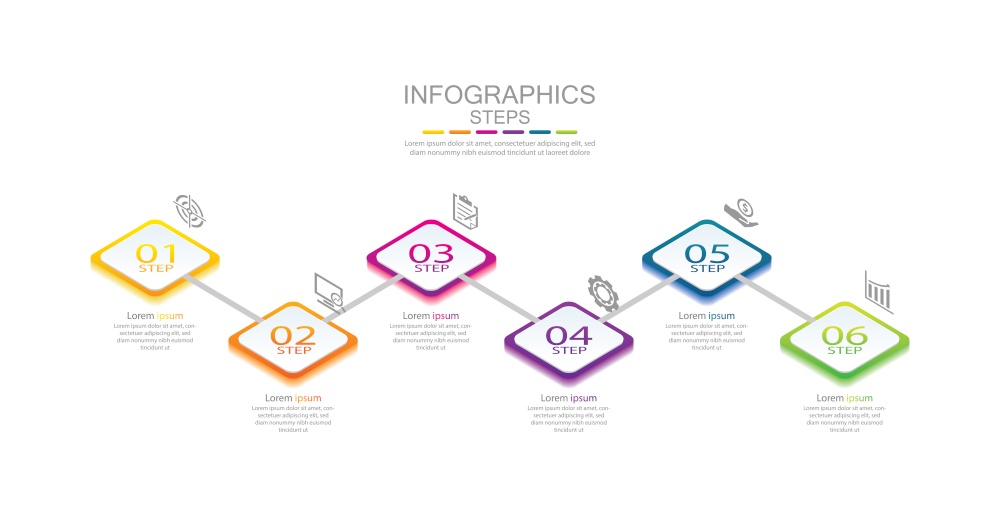 Presentation business abstract background infographic template colorful with 6 step