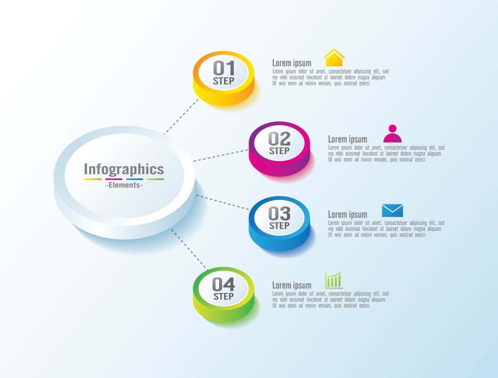 Infographic elements business circle colorful with 4 step