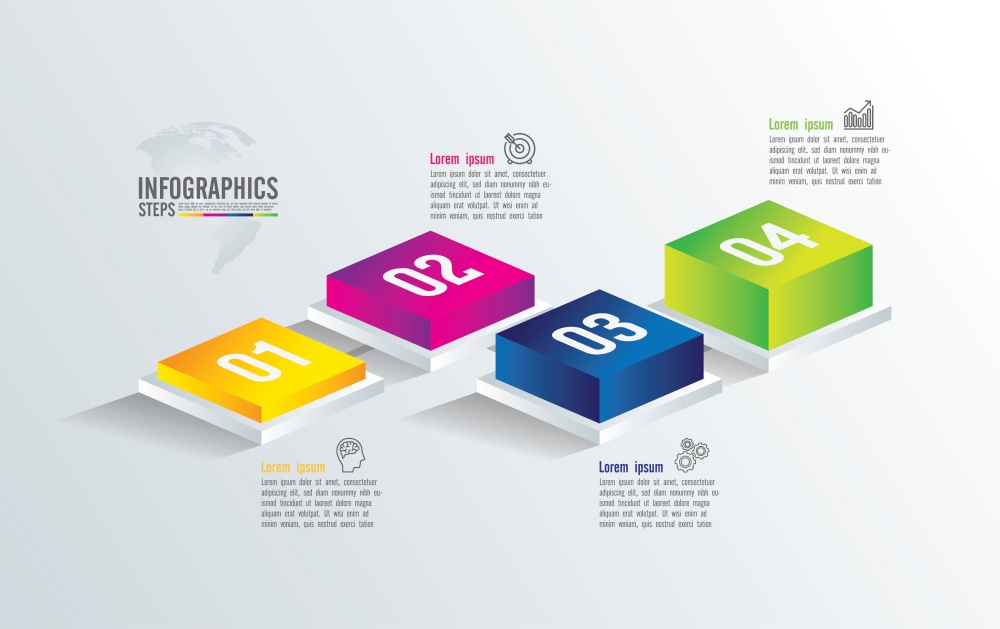 Presentation business infographic template colorful with 4 step