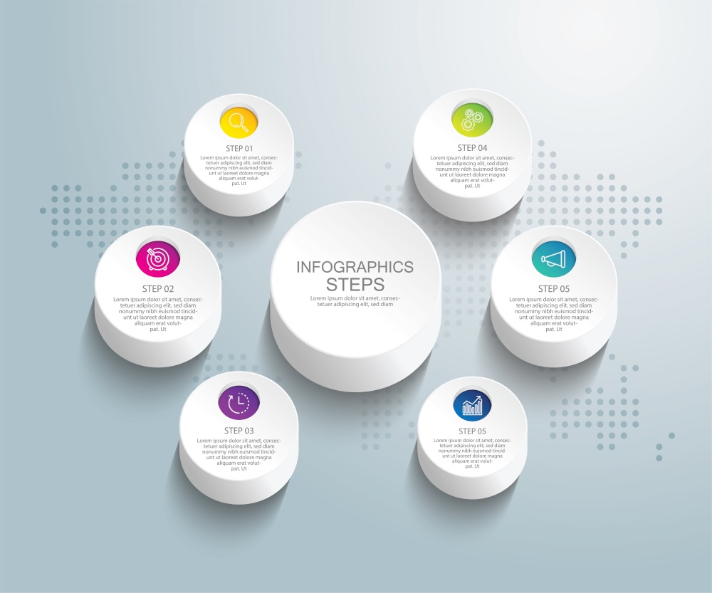 Presentation business abstract background infographic template circle colorful with 6  step