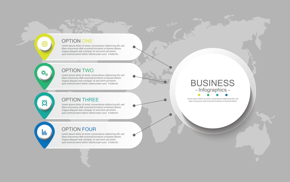 Business infographic template with 4 step