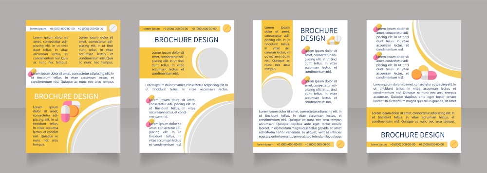 Antibacterial medication promotional blank brochure layout design. Vertical poster template set with empty copy space for text. Premade corporate reports collection. Editable flyer paper pages. Antibacterial medication promotional blank brochure layout design