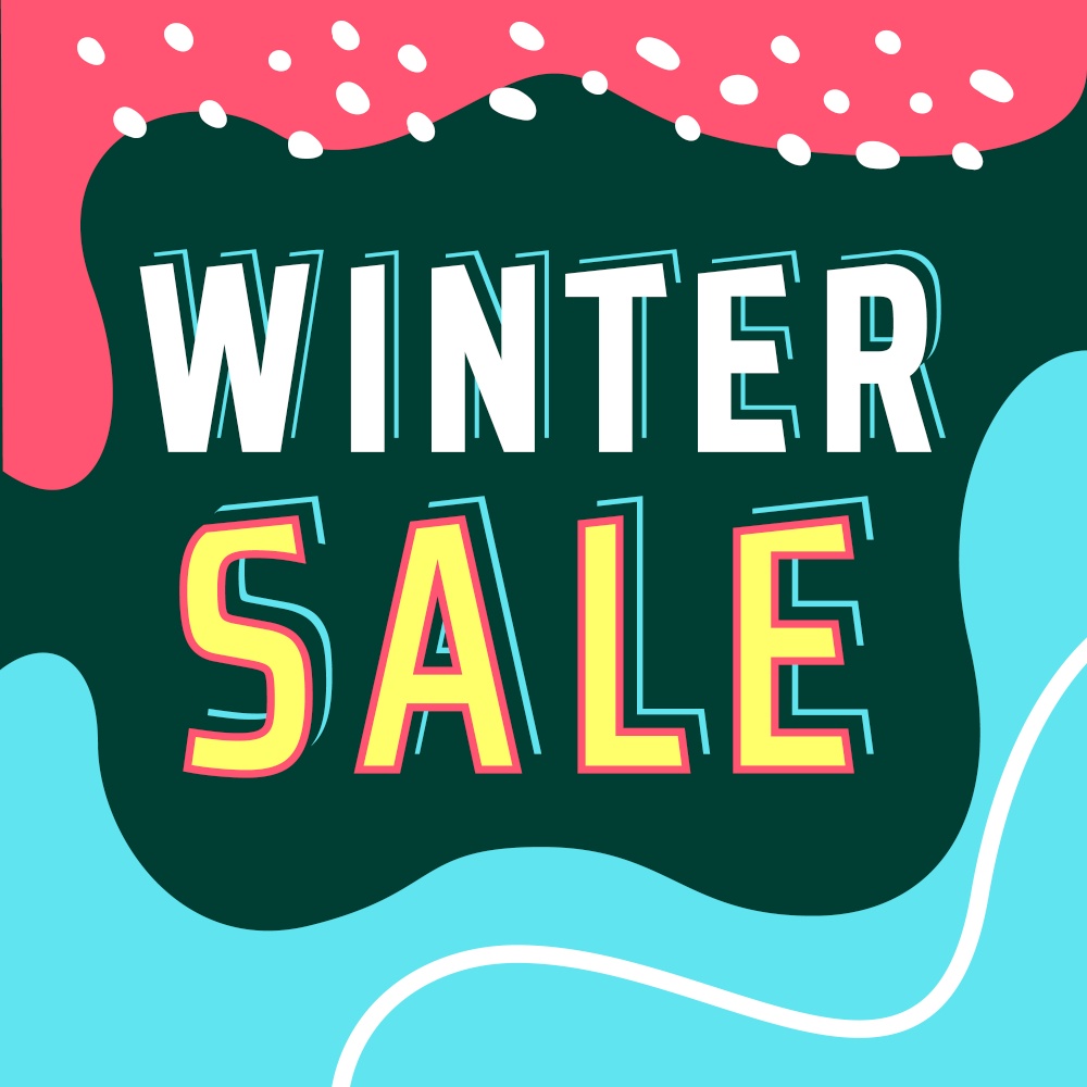 Winter sale promotional banner. Vector decorative typography. Decorative typeset style. Latin script for headers. Trendy advertising for graphic posters, banners, invitations texts. Winter sale promotional banner