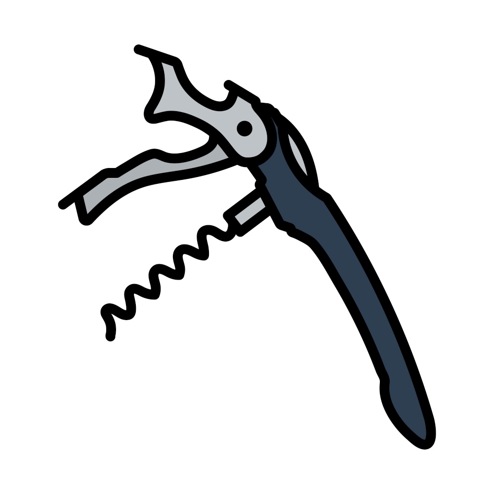 Waiter Corkscrew Icon. Editable Bold Outline With Color Fill Design. Vector Illustration.