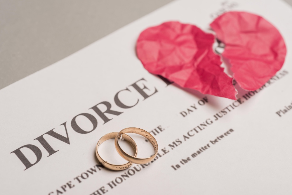 wedding rings divorce paper