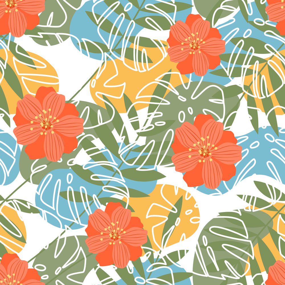 Summer flower background for fabric design. Fabric pattern. Elegant design. Vintage style.Seamless vector background.. Summer flower background for fabric design
