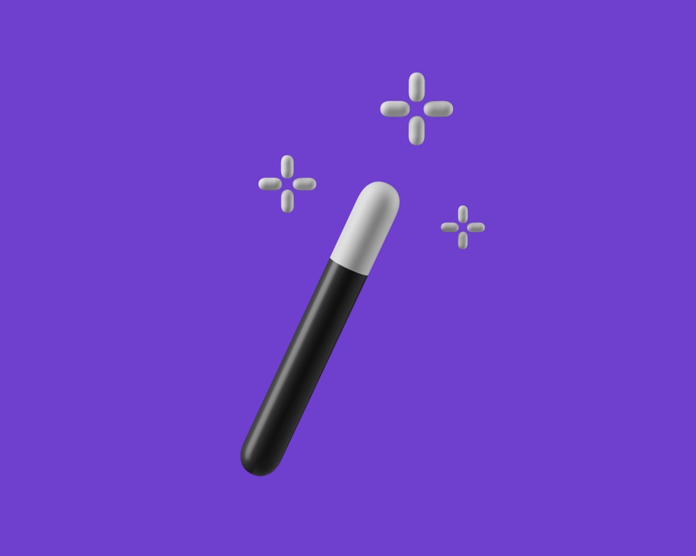 Simple magic wand tool 3d render illustration. Isolated object on background. Simple magic wand tool 3d render illustration.
