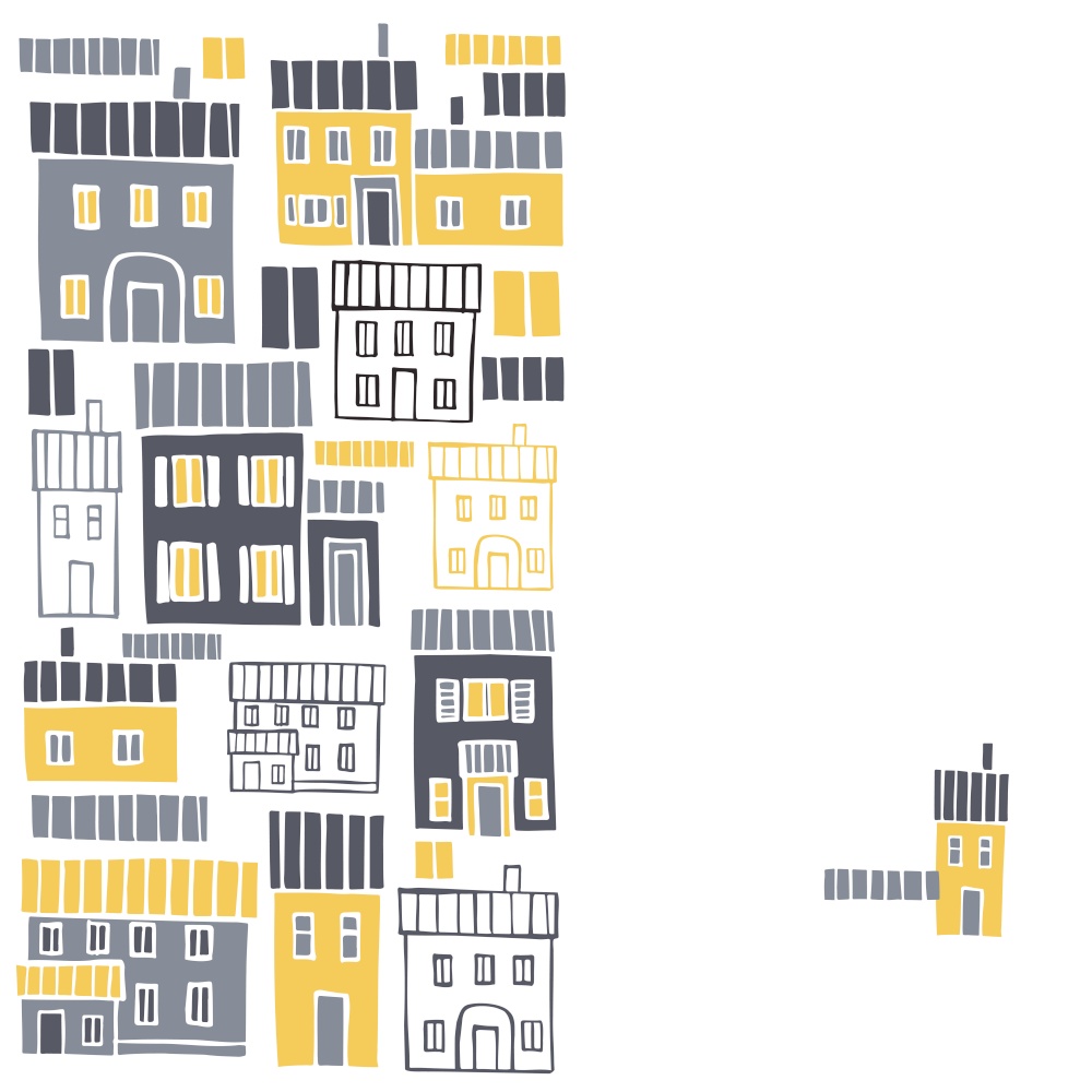 Vector background with hand drawn houses. Sketch  illustration.. Houses. Vector illustration.