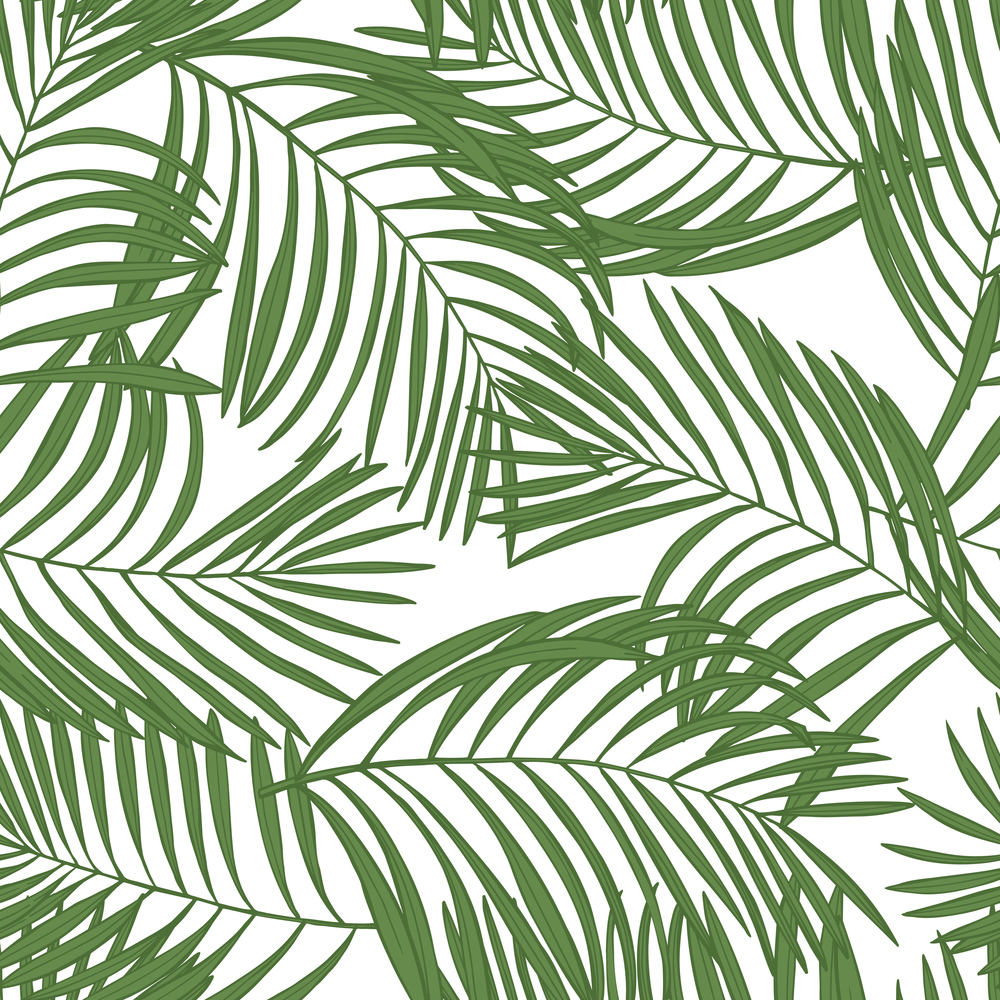 Vector seamless pattern with  hand drawn palm leaves.  Sketch  illustration.. Palm leaves.Vector pattern