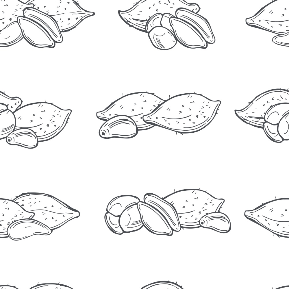 Hand drawn  tropical fruits on white background.  Salak (Salacca zalacca) or Snake fruit. Vector  seamless pattern. . Tropical fruits. Vector  pattern