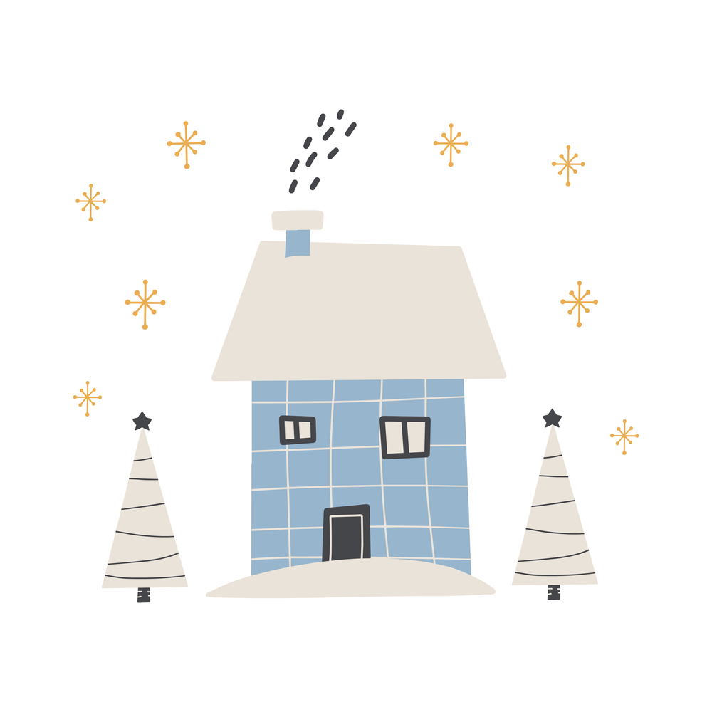 Cute winter house background. Flat vector illustration in trendy style. Cute winter house background. Flat vector illustration in trendy style.