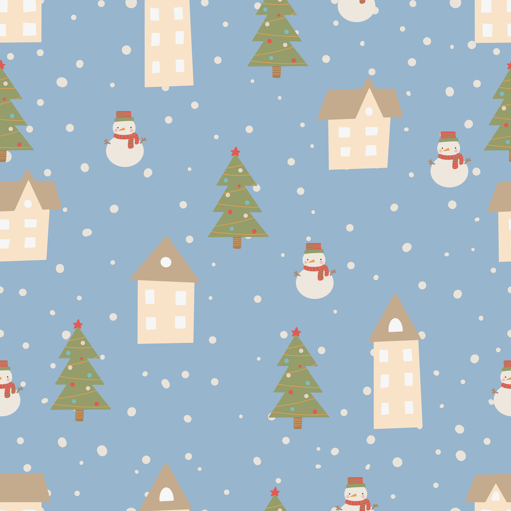 Christmas pattern Winter forest scandinavian hand drawn seamless pattern. New Year, Christmas, holidays texture with fir tree for print, paper, design, fabric, background. Vector illusstration. Christmas pattern Winter forest scandinavian hand drawn seamless pattern. New Year Digital paper
