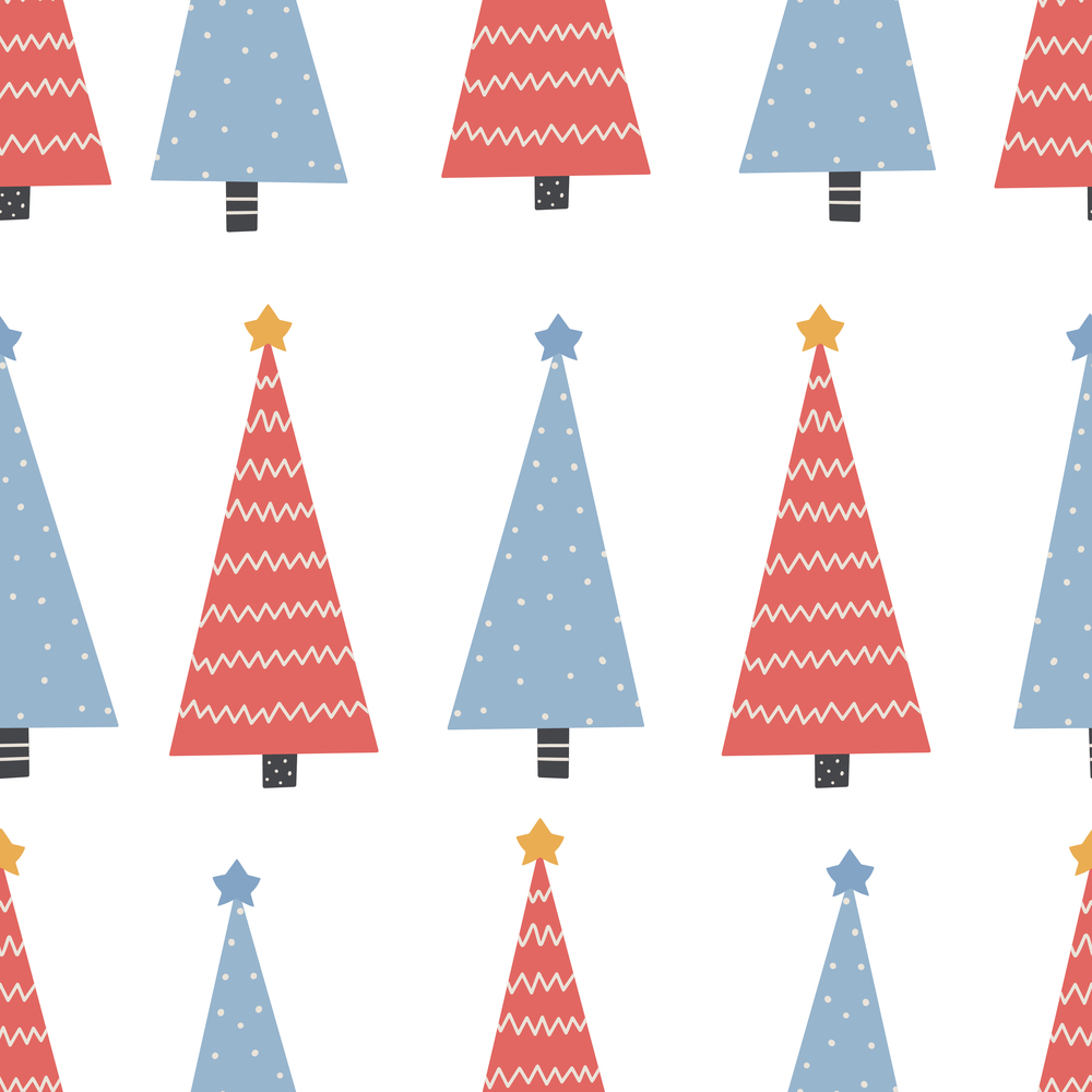 Seamless Christmas pattern with tree.Christmas ornament with red and blue color, vector illustration Digital paper. Seamless Christmas pattern with tree Christmas ornament with red and blue color Digital paper