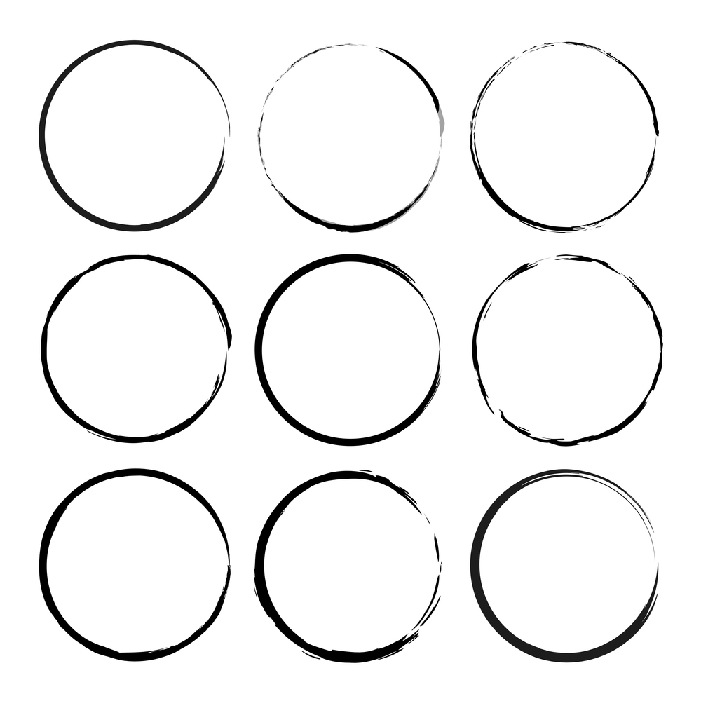 Black ink circles strokes on white background. Ink brush stroke drawing. Vector illustration. stock image. EPS 10.. Black ink circles strokes on white background. Ink brush stroke drawing. Vector illustration. stock image.