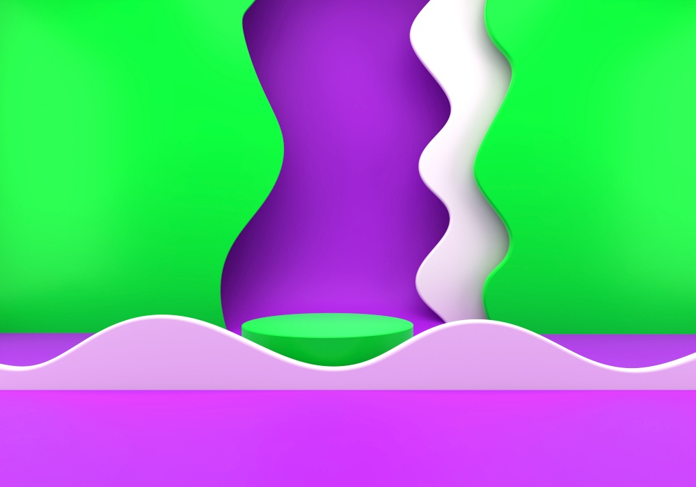 Podium with paper waves. 3d rendering. Podium with paper waves. 3d rendering - illustration.