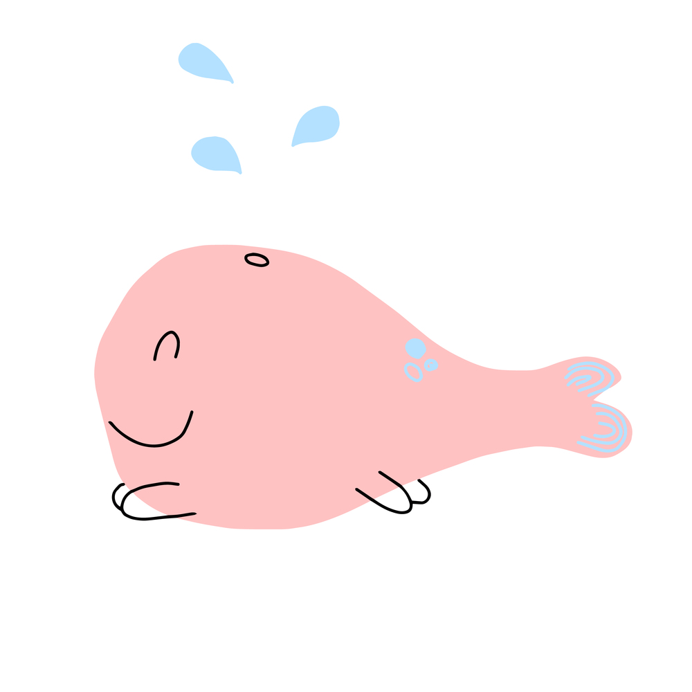 hand drawing cartoon character cute whale. hand drawing cartoon character cute whale, vector illustration