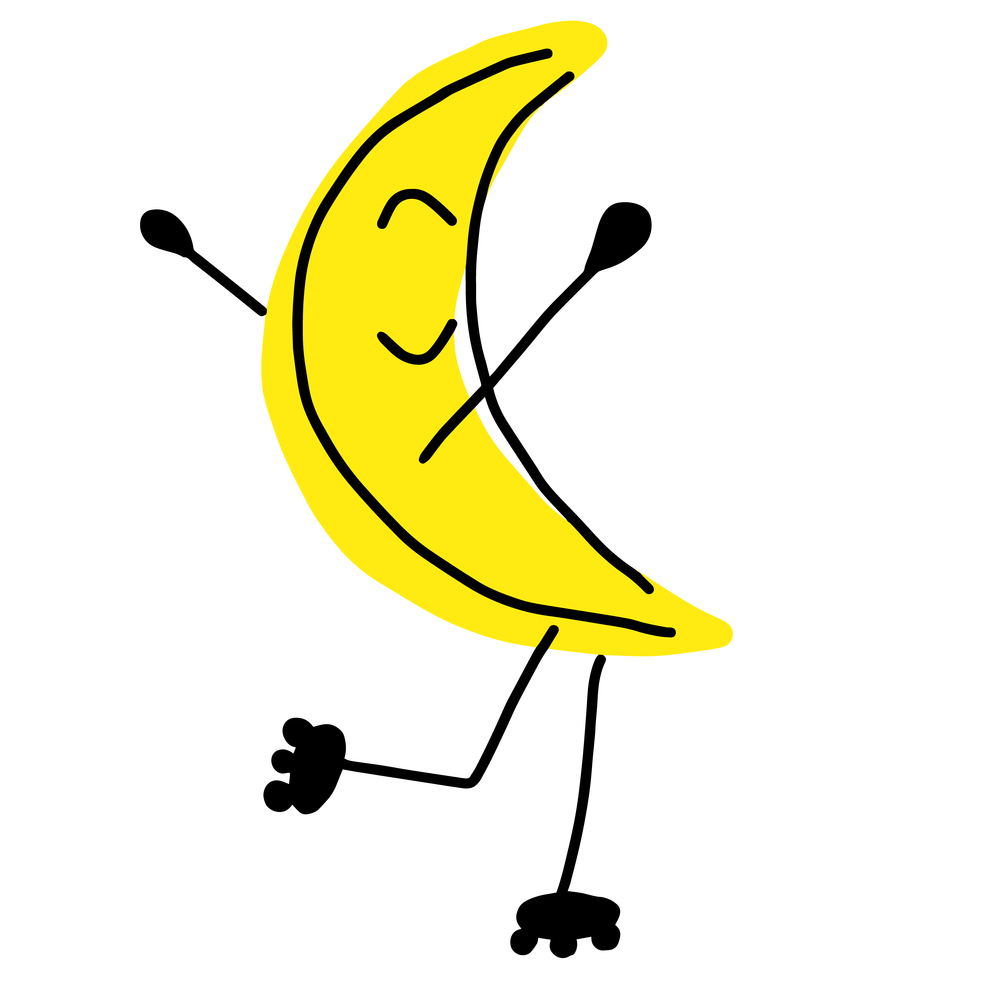 Moon on roller skates, vector.. Moon on roller skates, vector illustration. Hand drawn.