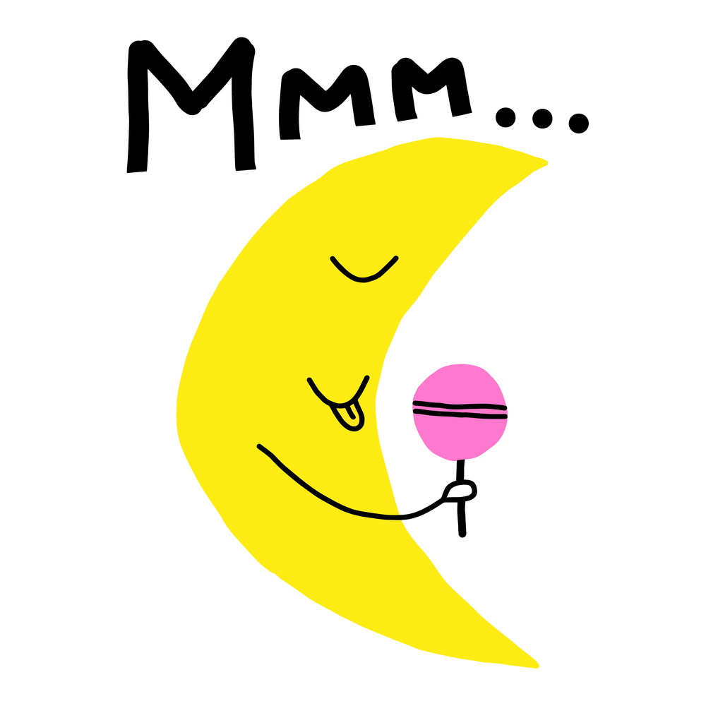Cute moon with chupa chups, vector. Cute moon with chupa chups, vector illustration