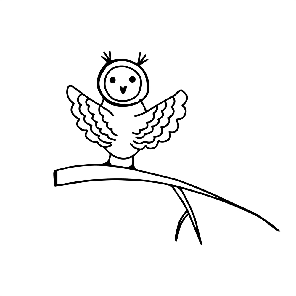 vector owl on white background, hand drawn, doodle. vector image owl on white background, hand drawn, doodle