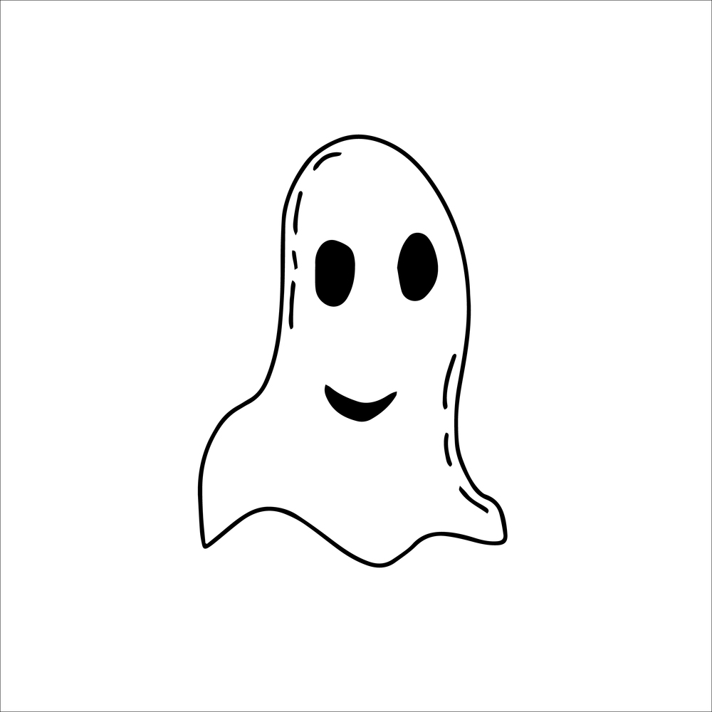Ghost doodle, cartoon character, vector, Halloween, isolated illustration on white background.. Ghost doodle, cartoon character, vector, Halloween, isolated illustration on white background, coloring.