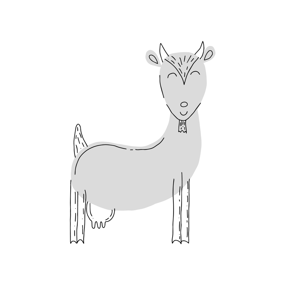Cute contour doodle goat. Goat milk. Vector isolated on white background. Cute contour doodle goat. Goat milk. Vector isolated on white background, hand drawn
