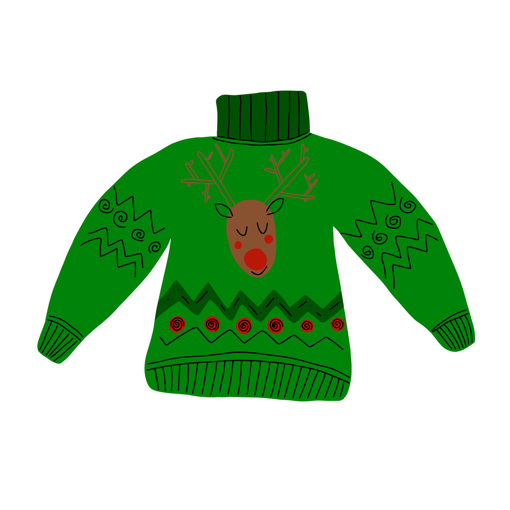 Ugly sweater christmas party, vector, hand drawn.. Ugly sweater christmas party, vector illustration, hand drawn.