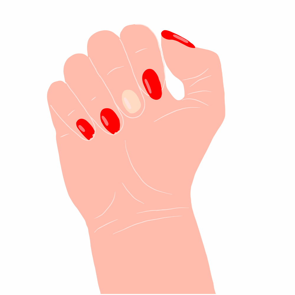 Brittle nails, female hand with thin broken nails. Vector illustration, hand drawn doodle. Brittle nails, female hand with thin broken nails. Vector illustration, hand drawn doodle.