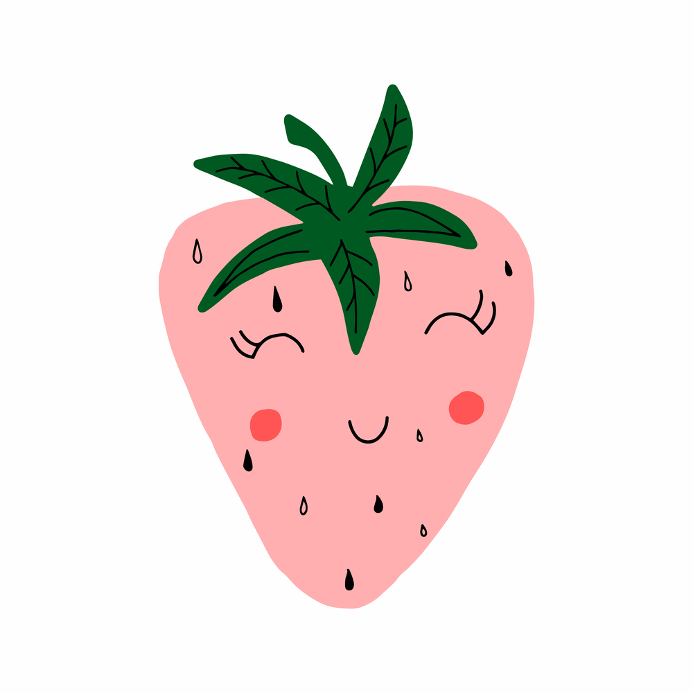 Strawberry, cute character for design, hand drawn doodle. Strawberry, cute character for design, hand drawn, doodle.