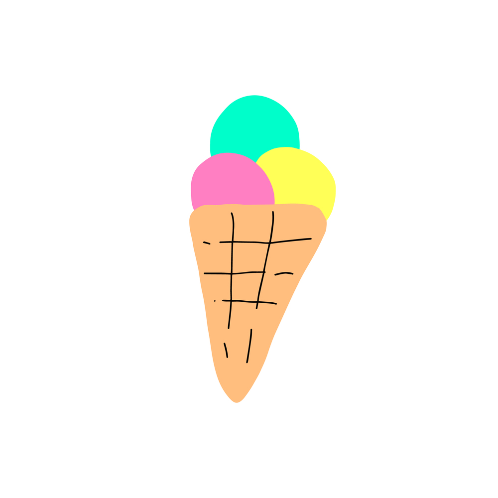 ice cream cone doodle, vector illustration. ice cream cone doodle, vector illustration, Hand drawn, doodles
