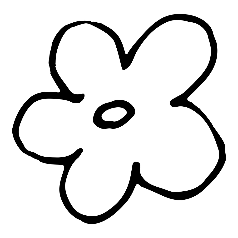 Simple flower design element outline isolated. Hand drawn vector.. Simple flower design element outline isolated.