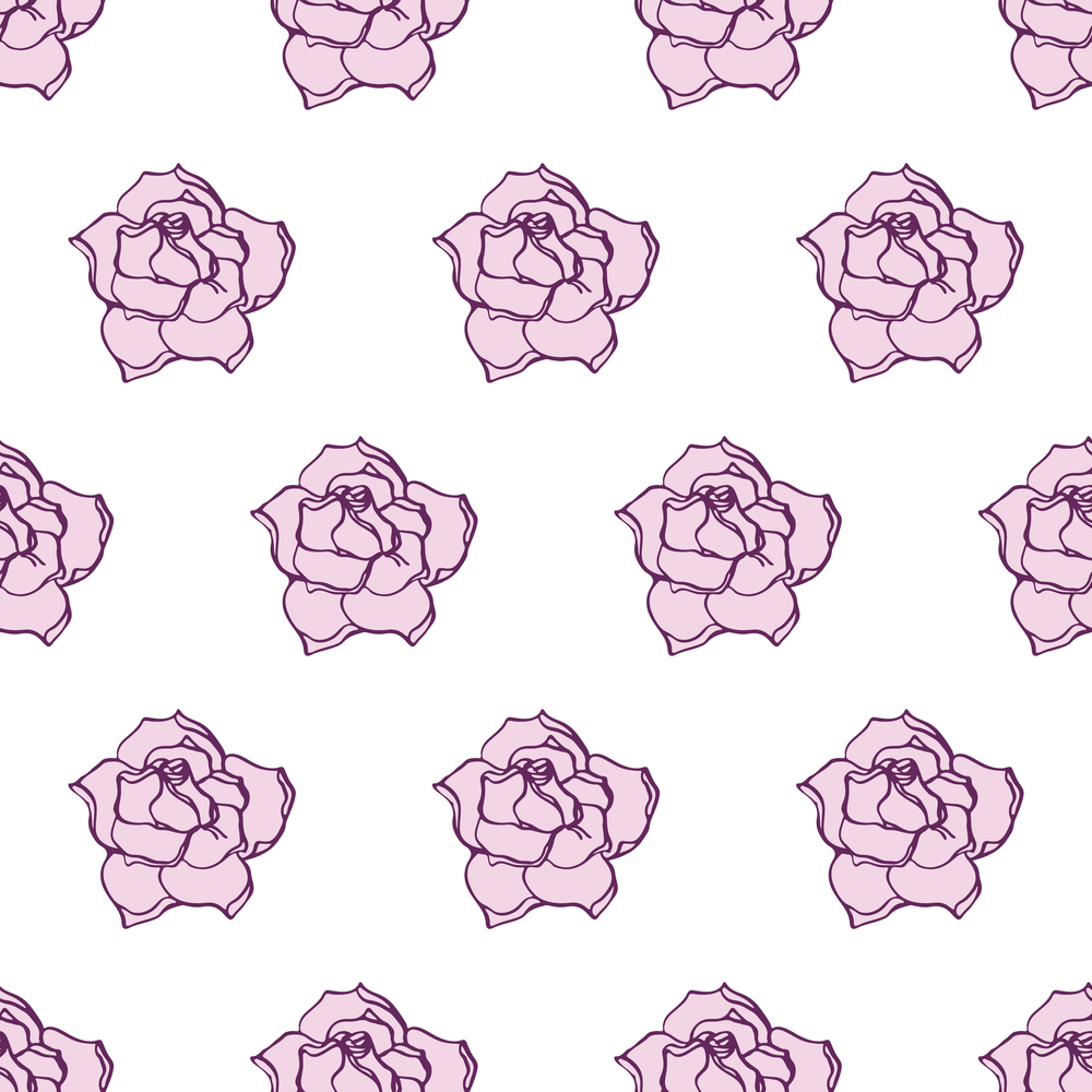 Roses seamless pattern hand drawn vector isolated.. Roses seamless pattern hand drawn vector