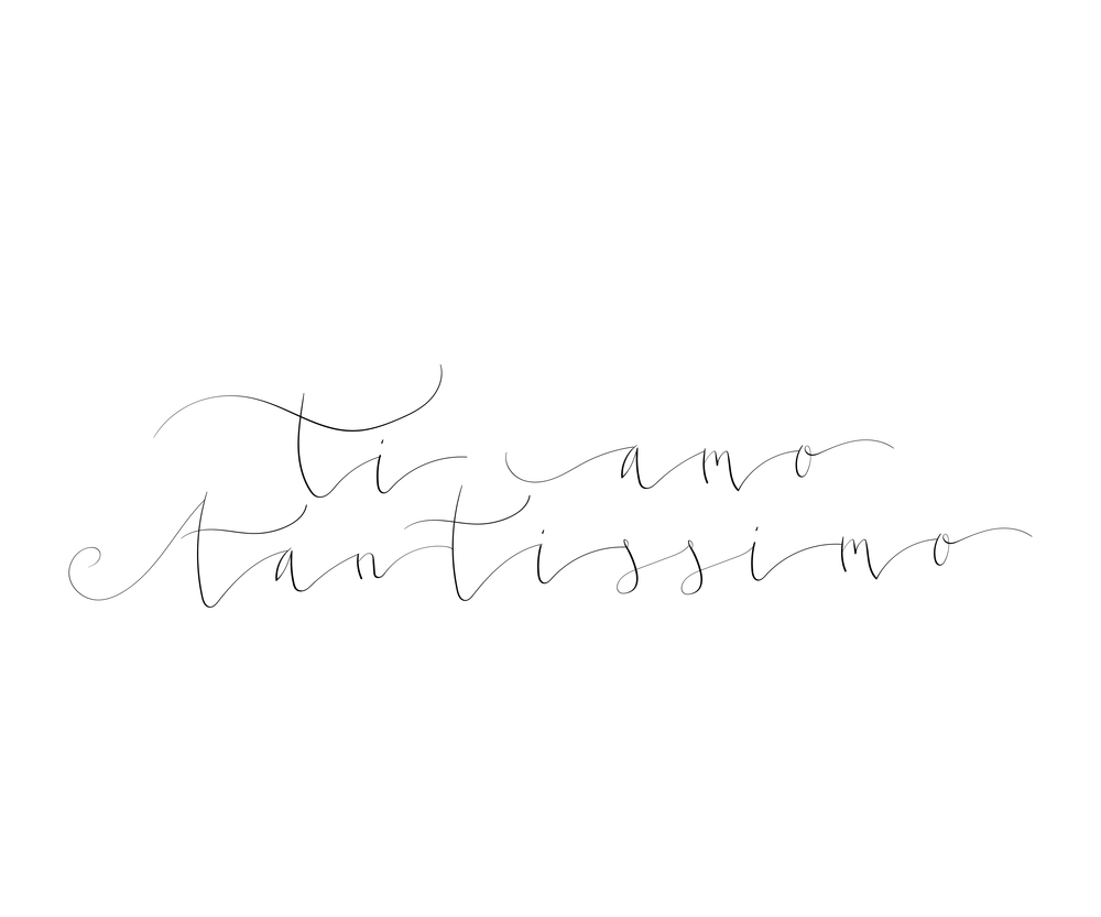Ti amo tantissimo - I love you very much in Italian handwritten lettering vector illustration in script. Ti amo tantissimo - I love you very much in Italian handwritten lettering vector illustration