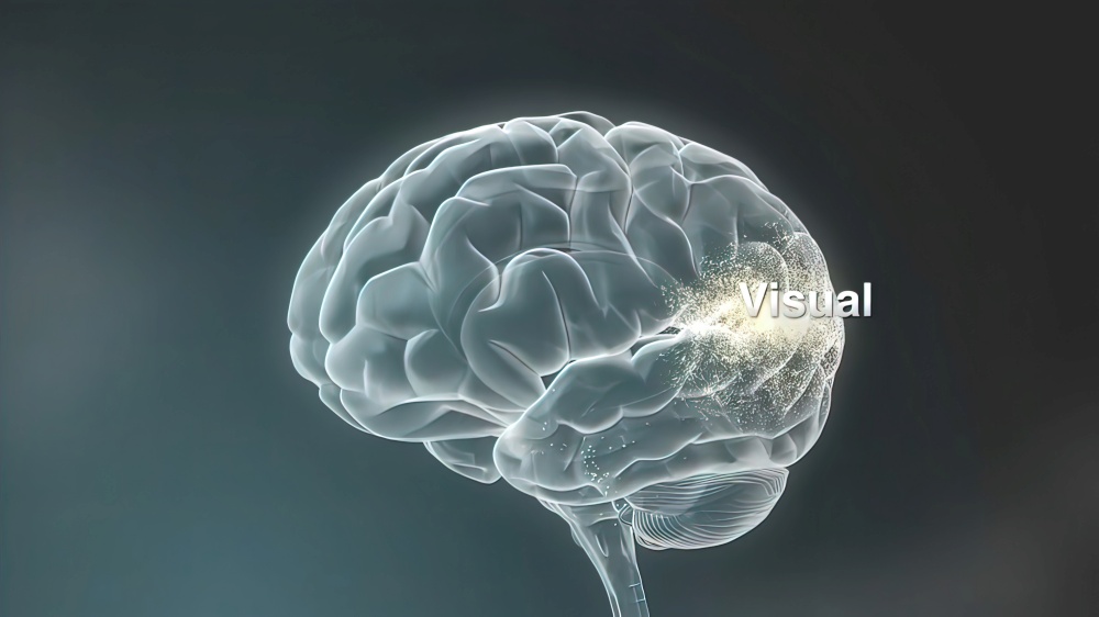 Human head and brain with neurons flashing 3d illustration. Dolly In Inside A 3D Human Head To A Brain With Neurons During Synapsis.