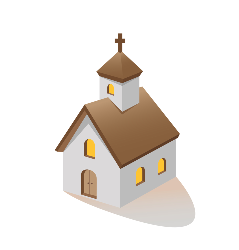 Christian church building three quarter vector illustration