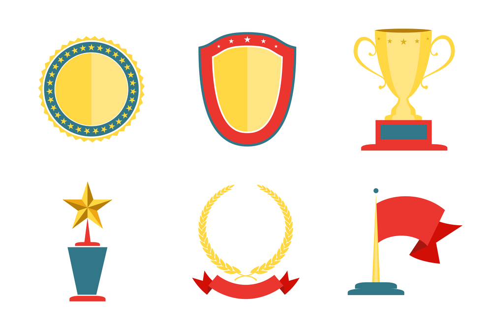 Award badges collection, achievement and success vector illustration