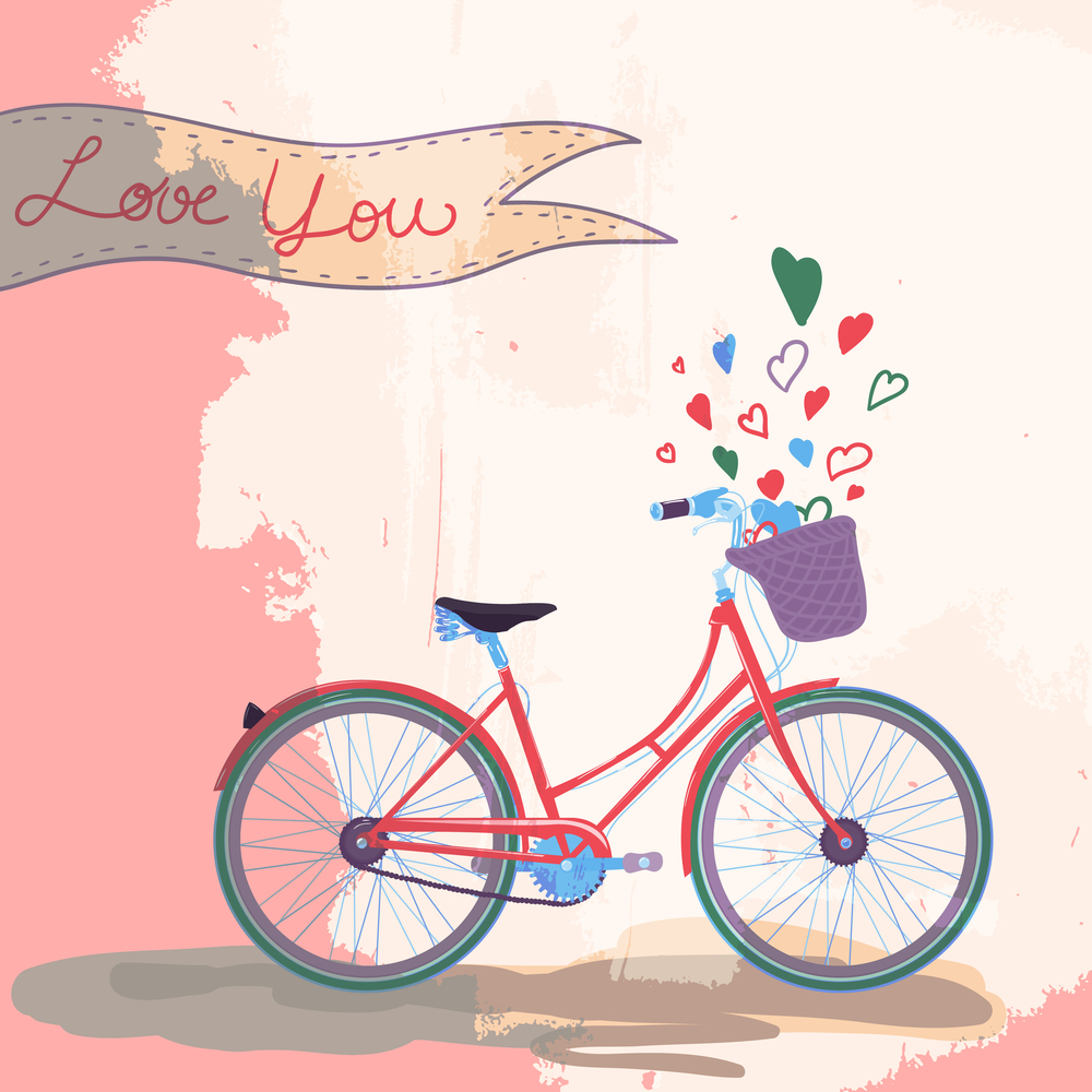 Bicycle loves you concept template design vector illustration
