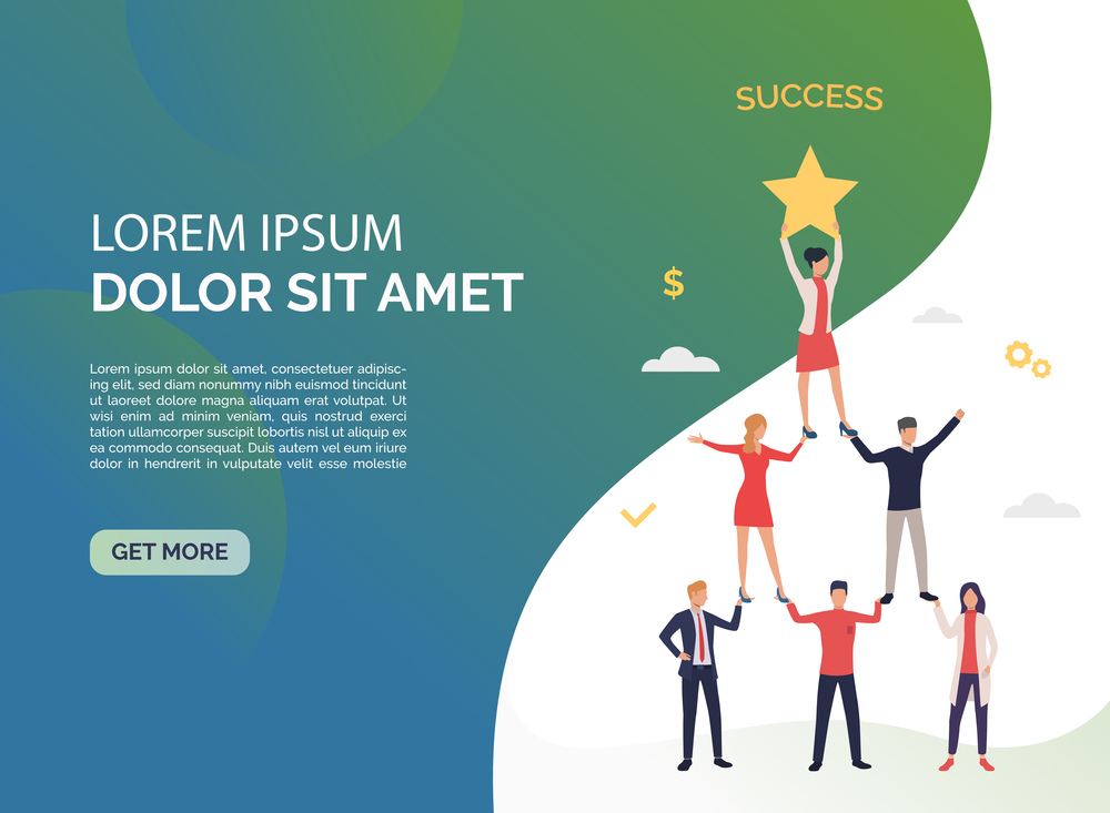 Perfect teamwork green presentation. Pyramid of business people. Business strategy and planning concept. Vector illustration can be used for topics like presentation, business, competition. Perfect teamwork green presentation