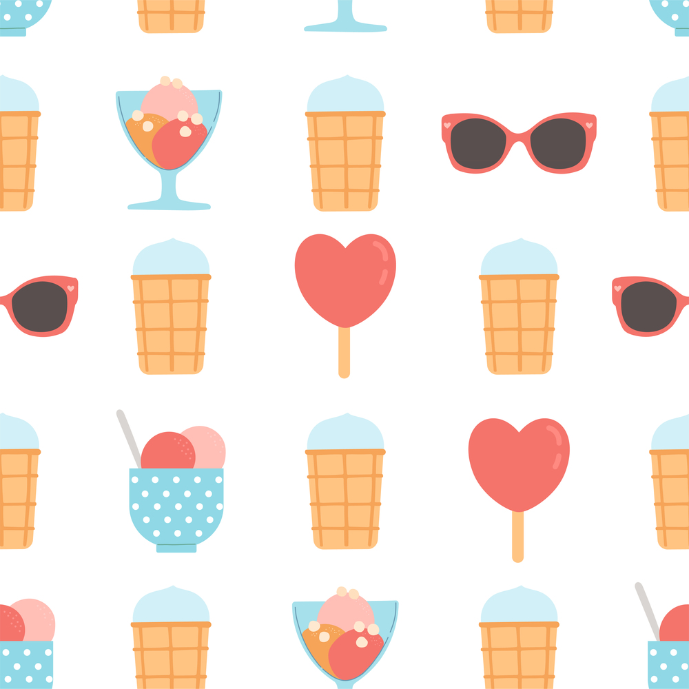 Summer seamless pattern vector illustration, flat design