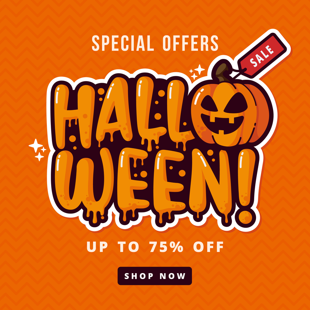 happy halloween sale spooky horror illustration