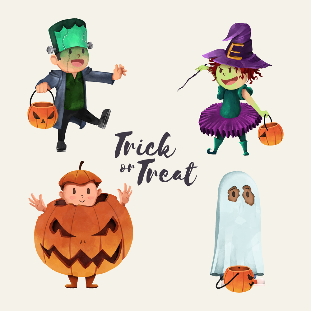 happy halloween spooky horror illustration