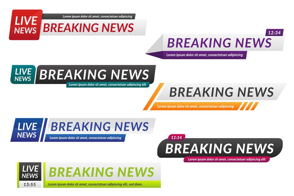 Breaking news banners isolated collection