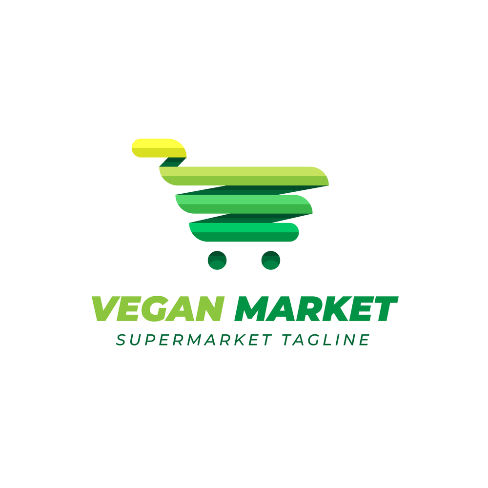 vegan supermarket logo design concept