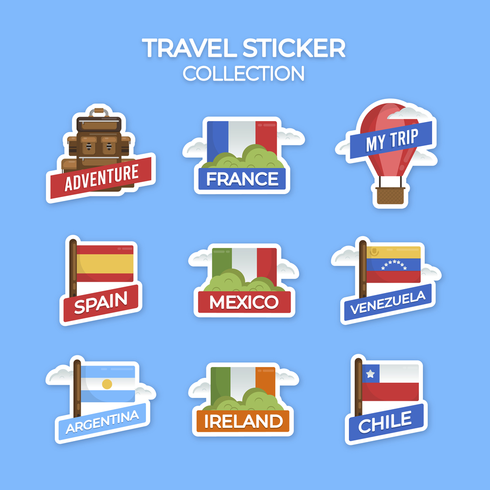 world travel sticker collection