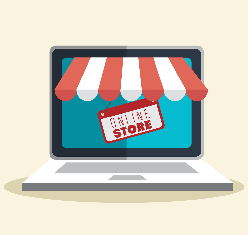 Digital marketing online shop in display laptop