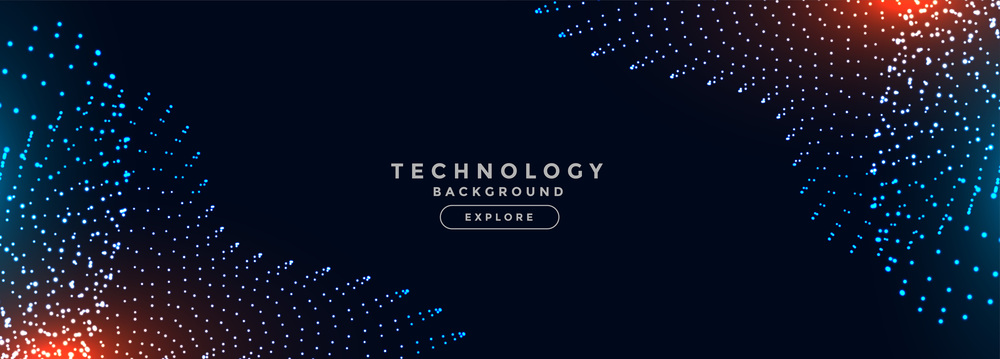 glowing digital technology particles banner design