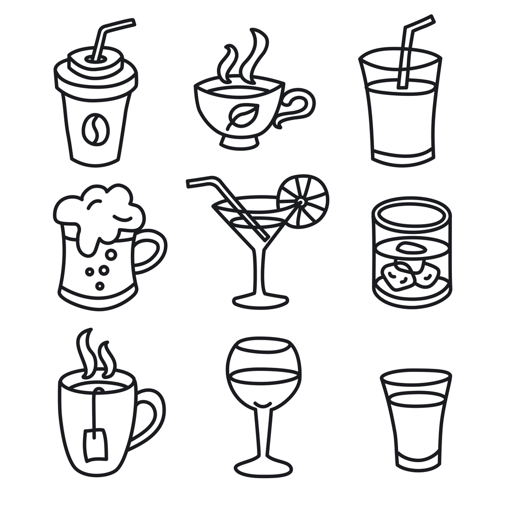 beverages icons set