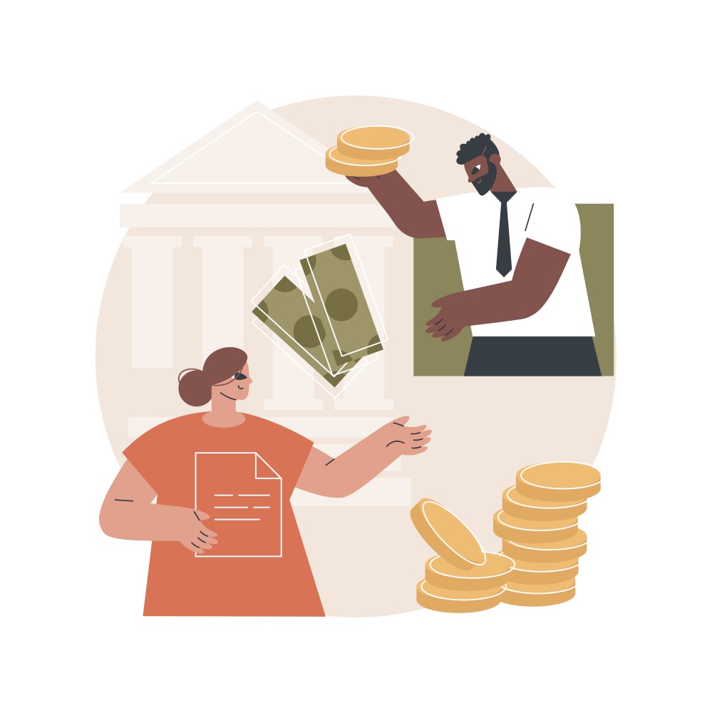 Wage subsidy for business employees abstract concept vector illustration. Small-medium sized business support, keep employees on the payroll, COVID19 crisis layoff, unemployment abstract metaphor.. Wage subsidy for business employees abstract concept vector illustration.